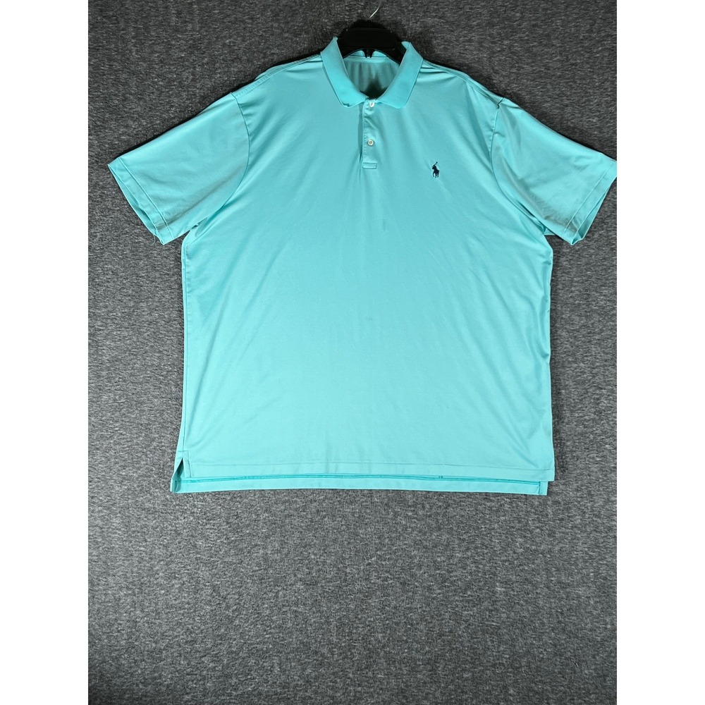 Polo Ralph Lauren Mens Performance Polo Shirt Aqua Turquoise Blue XL Stretch